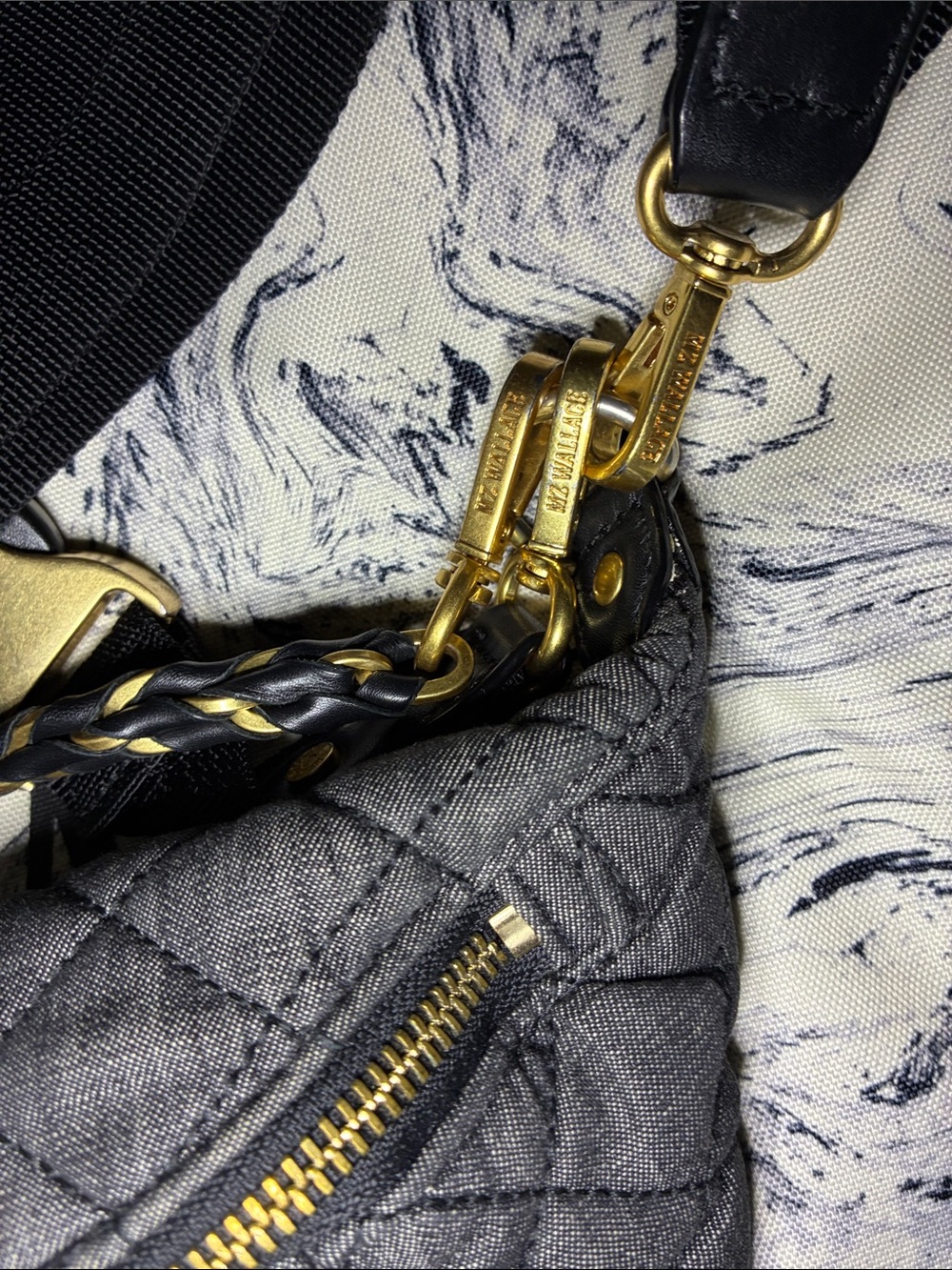 LIMITED EDITION MZWallace Quilted Charcoal Denim Small Crosby with Gold Hardware - Picture 11 of 14